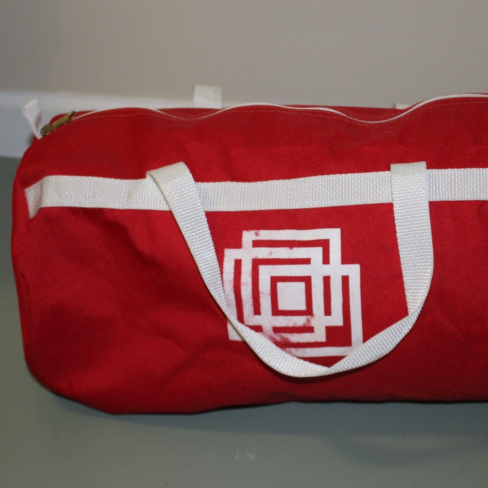 Vintage Duffle Bag - Red & White Square Gym Bag